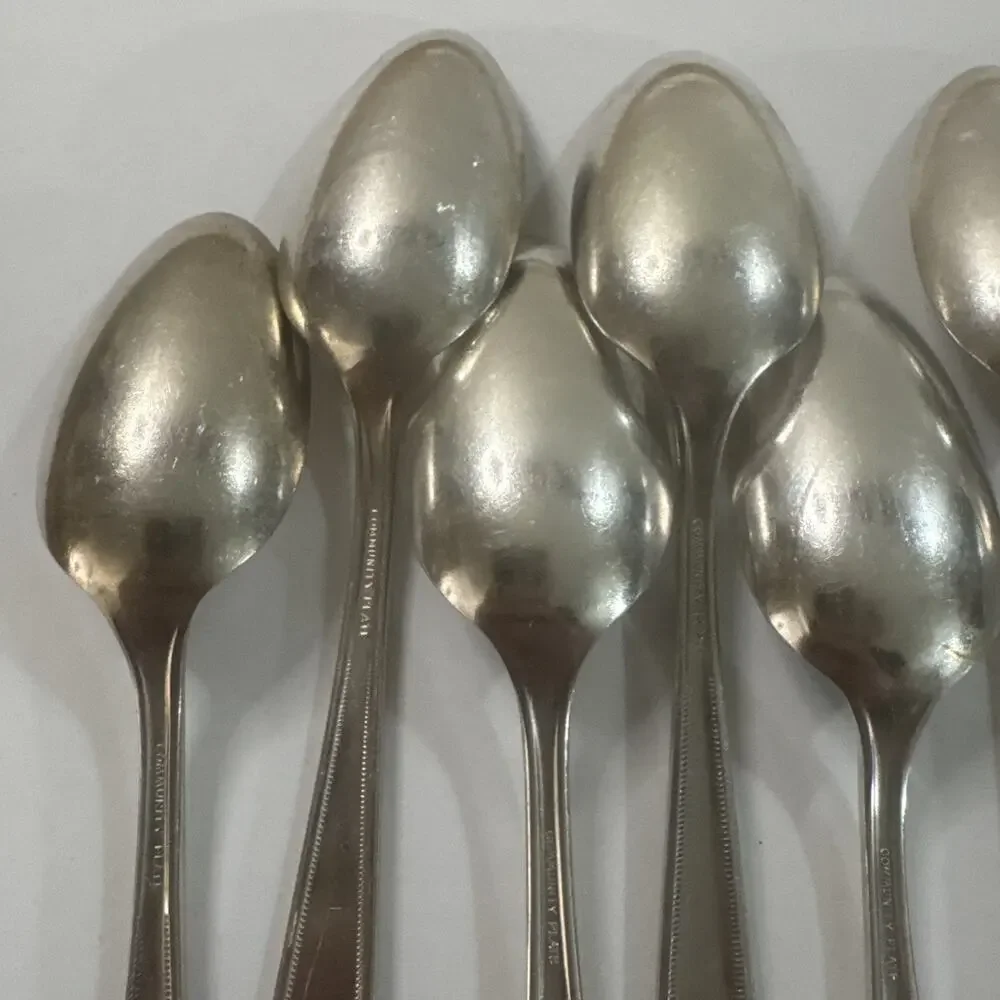 10 Vintage Oneida Community Plate Grosvenor Silverplate Teaspoons Art Deco
